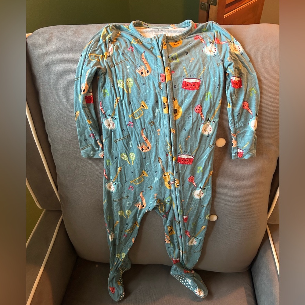 Angel Dear Musical Instrument Print Footie - Teal